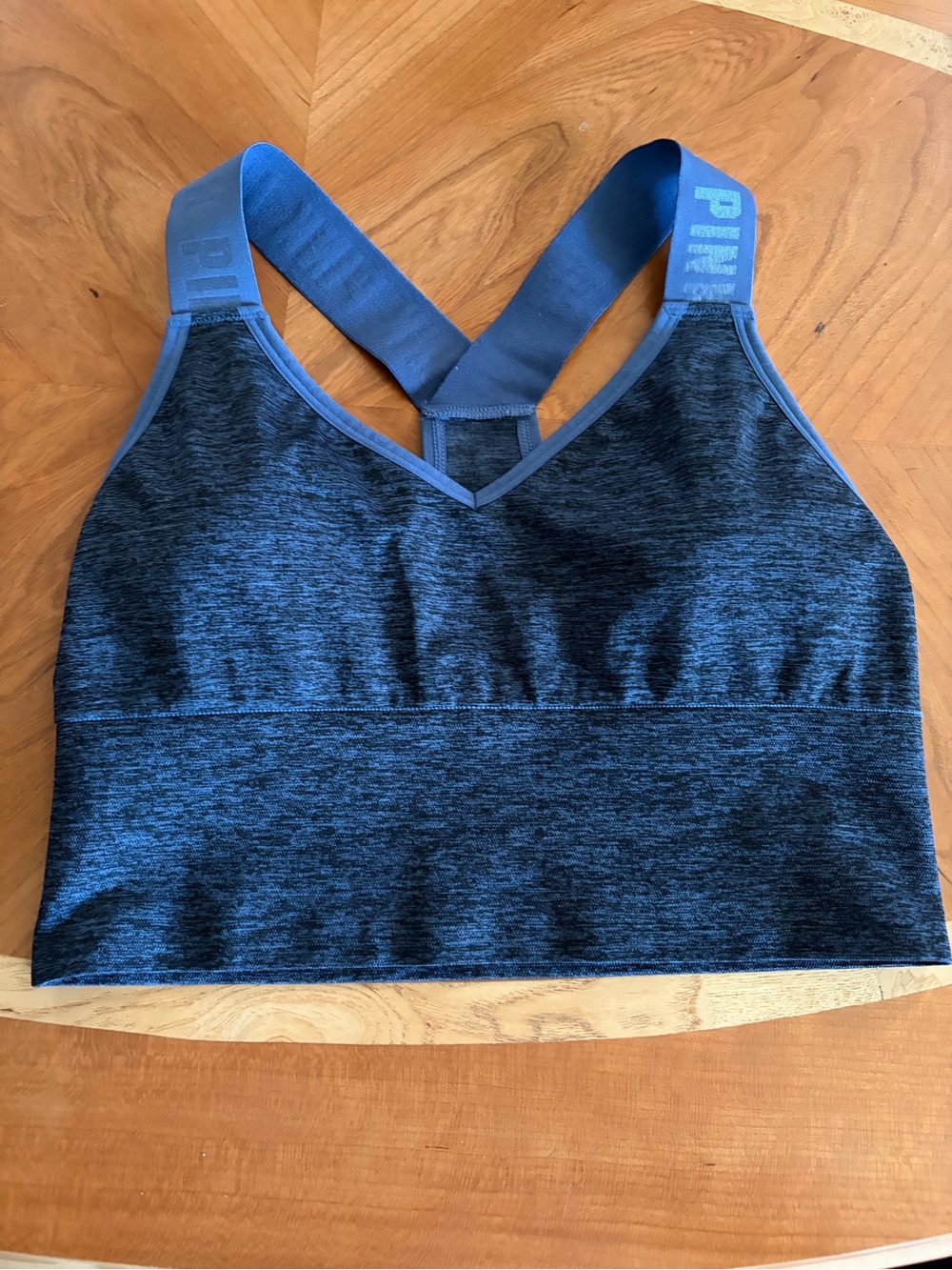PINK Victoria's Secret Blue-Black Heather Seamless Sports Bra